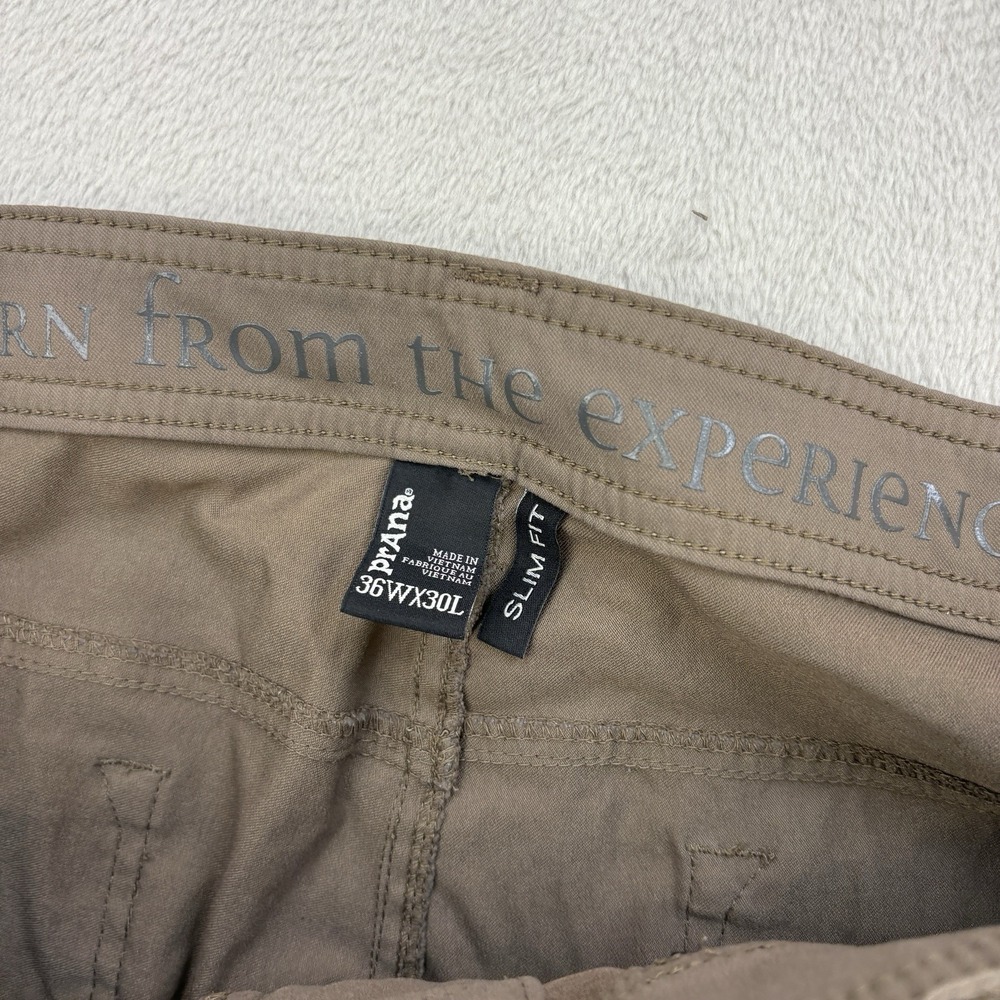 PrAna Pants Mens 36x30 Brown Slim Fit Nylon Stretch Elastic Waist Outdoor Hiking - Picture 7 of 15